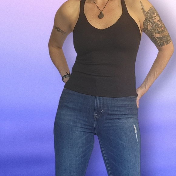 *SOLD* FREE PEOPLE 'Intimately', black ribbed v-neck cami NWT Size Small - Picture 3 of 8